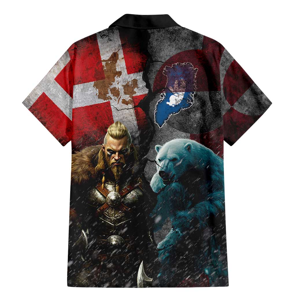 Greenlandic and Danish Together Family Matching Mermaid Dress and Hawaiian Shirt Polar Warrior Vikings with National Flag Grunge Style - Wonder Print Shop