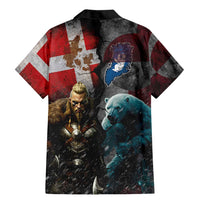 Greenlandic and Danish Together Family Matching Mermaid Dress and Hawaiian Shirt Polar Warrior Vikings with National Flag Grunge Style - Wonder Print Shop