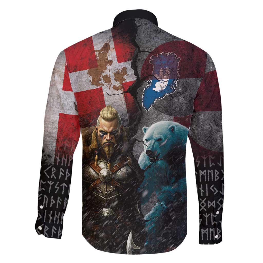 Greenlandic and Danish Together Family Matching Short Sleeve Bodycon Dress and Hawaiian Shirt Polar Warrior Vikings with National Flag Grunge Style - Wonder Print Shop