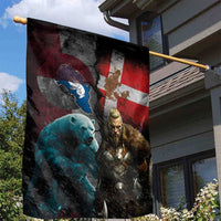 Greenlandic and Danish Together Garden Flag Polar Warrior Vikings with National Flag Grunge Style - Wonder Print Shop
