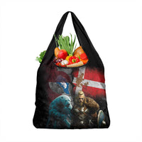 Greenlandic and Danish Together Grocery Bag Polar Warrior Vikings with National Flag Grunge Style - Wonder Print Shop