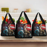 Greenlandic and Danish Together Grocery Bag Polar Warrior Vikings with National Flag Grunge Style - Wonder Print Shop