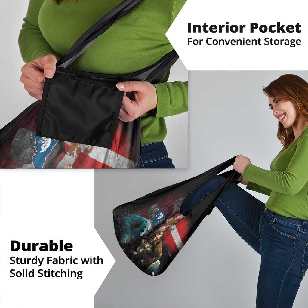 Greenlandic and Danish Together Grocery Bag Polar Warrior Vikings with National Flag Grunge Style - Wonder Print Shop