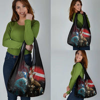 Greenlandic and Danish Together Grocery Bag Polar Warrior Vikings with National Flag Grunge Style - Wonder Print Shop