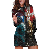 Greenlandic and Danish Together Hoodie Dress Polar Warrior Vikings with National Flag Grunge Style - Wonder Print Shop