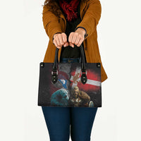 Greenlandic and Danish Together Leather Bag Polar Warrior Vikings with National Flag Grunge Style - Wonder Print Shop
