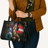Greenlandic and Danish Together Leather Bag Polar Warrior Vikings with National Flag Grunge Style - Wonder Print Shop