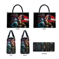 Greenlandic and Danish Together Leather Bag Polar Warrior Vikings with National Flag Grunge Style - Wonder Print Shop