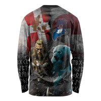 Greenlandic and Danish Together Long Sleeve Shirt Polar Warrior Vikings with National Flag Grunge Style - Wonder Print Shop