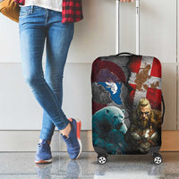 Greenlandic and Danish Together Luggage Cover Polar Warrior Vikings with National Flag Grunge Style - Wonder Print Shop
