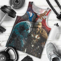 Greenlandic and Danish Together Men Tank Top Polar Warrior Vikings with National Flag Grunge Style - Wonder Print Shop