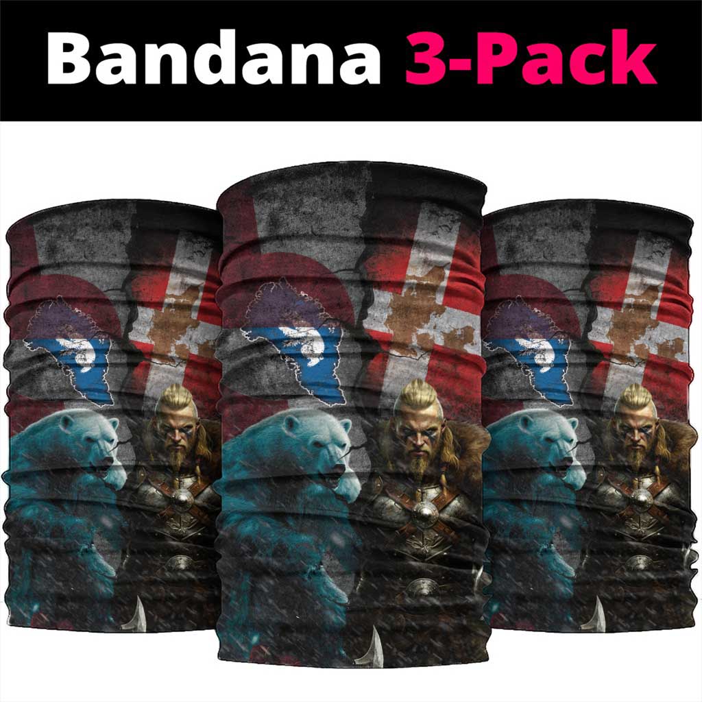 Greenlandic and Danish Together Neck Gaiter Polar Warrior Vikings with National Flag Grunge Style - Wonder Print Shop