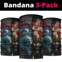 Greenlandic and Danish Together Neck Gaiter Polar Warrior Vikings with National Flag Grunge Style - Wonder Print Shop