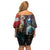 Greenlandic and Danish Together Off Shoulder Short Dress Polar Warrior Vikings with National Flag Grunge Style - Wonder Print Shop