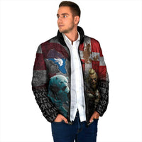 Greenlandic and Danish Together Padded Jacket Polar Warrior Vikings with National Flag Grunge Style - Wonder Print Shop