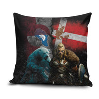 Greenlandic and Danish Together Pillow Cover Polar Warrior Vikings with National Flag Grunge Style - Wonder Print Shop