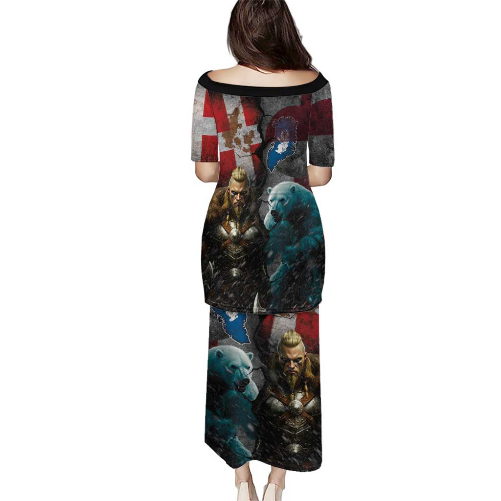 Greenlandic and Danish Together Puletasi Polar Warrior Vikings with National Flag Grunge Style - Wonder Print Shop