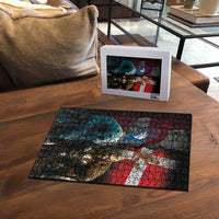Greenlandic and Danish Together Puzzle Polar Warrior Vikings with National Flag Grunge Style - Wonder Print Shop
