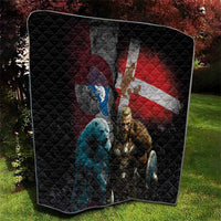 Greenlandic and Danish Together Quilt Polar Warrior Vikings with National Flag Grunge Style - Wonder Print Shop