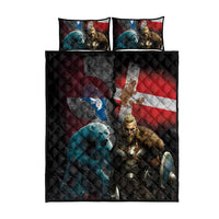 Greenlandic and Danish Together Quilt Bed Set Polar Warrior Vikings with National Flag Grunge Style - Wonder Print Shop