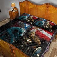 Greenlandic and Danish Together Quilt Bed Set Polar Warrior Vikings with National Flag Grunge Style - Wonder Print Shop