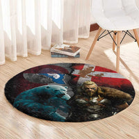 Greenlandic and Danish Together Round Carpet Polar Warrior Vikings with National Flag Grunge Style - Wonder Print Shop