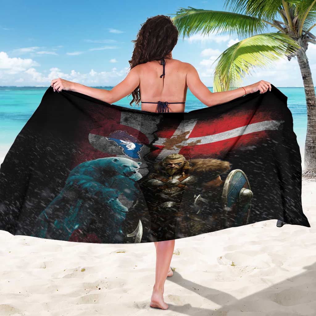Greenlandic and Danish Together Sarong Polar Warrior Vikings with National Flag Grunge Style - Wonder Print Shop