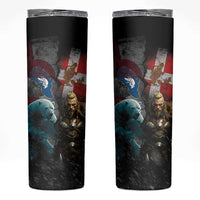 Greenlandic and Danish Together Skinny Tumbler Polar Warrior Vikings with National Flag Grunge Style - Wonder Print Shop