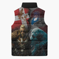 Greenlandic and Danish Together Sleeveless Puffer Jacket Polar Warrior Vikings with National Flag Grunge Style - Wonder Print Shop