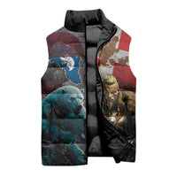 Greenlandic and Danish Together Sleeveless Puffer Jacket Polar Warrior Vikings with National Flag Grunge Style - Wonder Print Shop