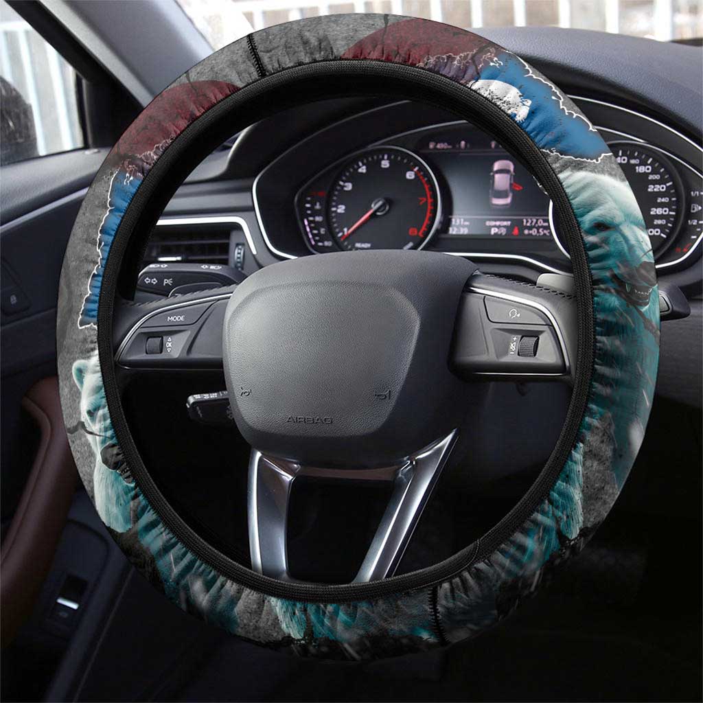 Greenlandic and Danish Together Steering Wheel Cover Polar Warrior Vikings with National Flag Grunge Style - Wonder Print Shop