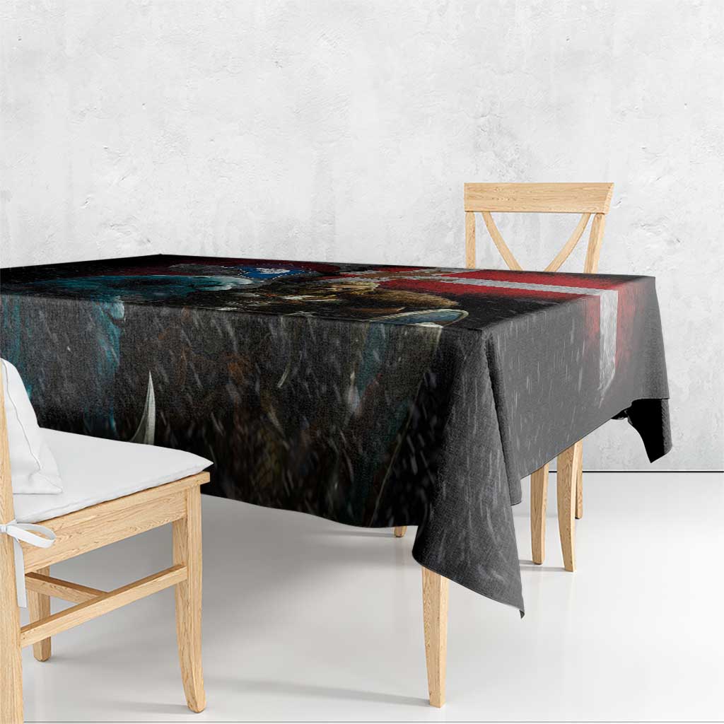 Greenlandic and Danish Together Tablecloth Polar Warrior Vikings with National Flag Grunge Style - Wonder Print Shop