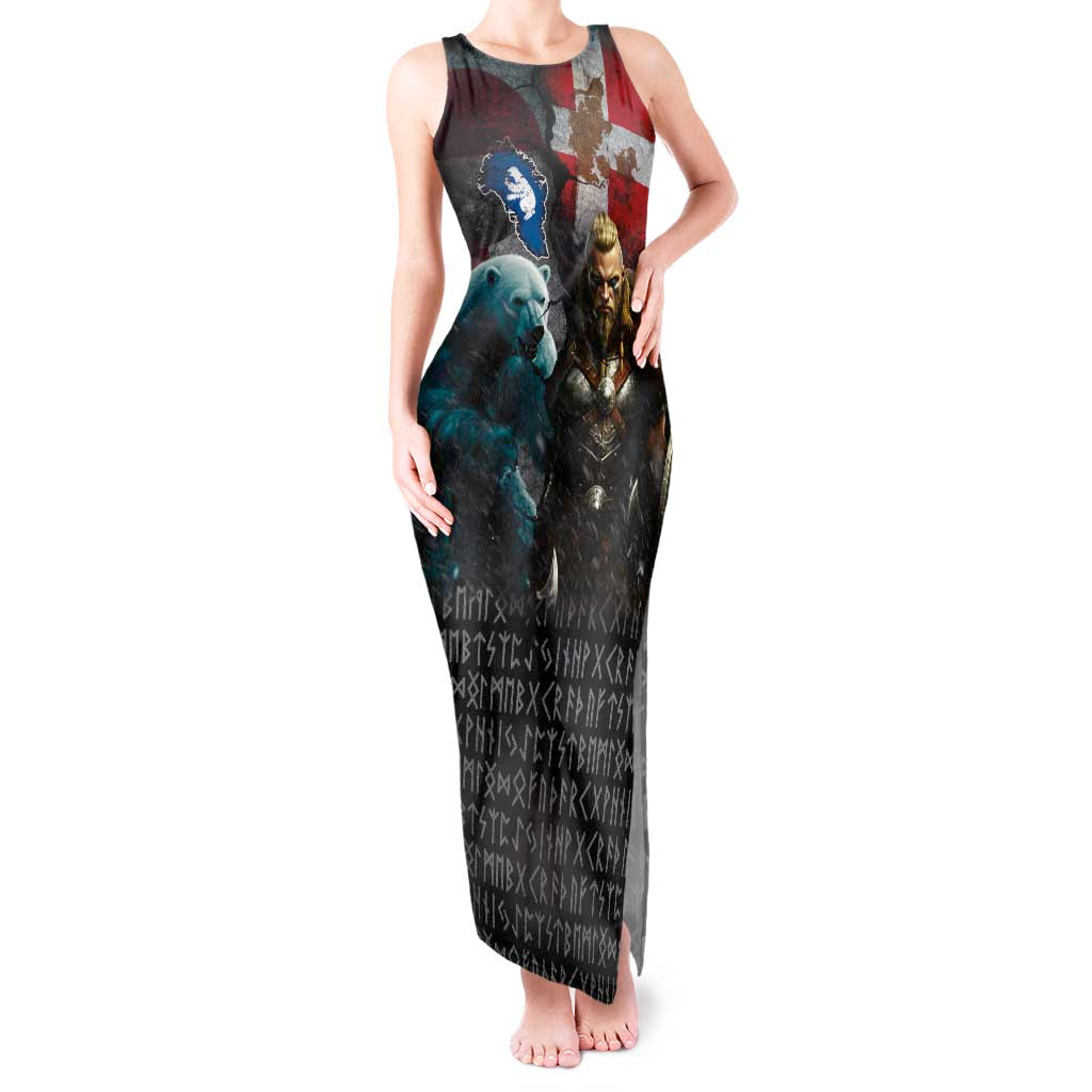 Greenlandic and Danish Together Tank Maxi Dress Polar Warrior Vikings with National Flag Grunge Style - Wonder Print Shop