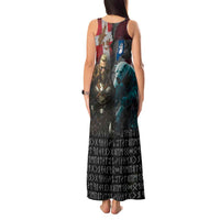 Greenlandic and Danish Together Tank Maxi Dress Polar Warrior Vikings with National Flag Grunge Style - Wonder Print Shop
