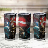 Greenlandic and Danish Together Tumbler Cup Polar Warrior Vikings with National Flag Grunge Style - Wonder Print Shop