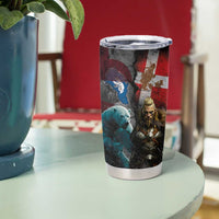 Greenlandic and Danish Together Tumbler Cup Polar Warrior Vikings with National Flag Grunge Style - Wonder Print Shop
