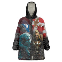Greenlandic and Danish Together Wearable Blanket Hoodie Polar Warrior Vikings with National Flag Grunge Style - Wonder Print Shop
