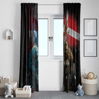 Greenlandic and Danish Together Window Curtain Polar Warrior Vikings with National Flag Grunge Style - Wonder Print Shop