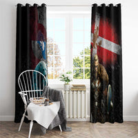 Greenlandic and Danish Together Window Curtain Polar Warrior Vikings with National Flag Grunge Style - Wonder Print Shop