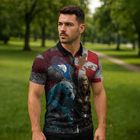 Greenlandic and Danish Together Zipper Polo Shirt Polar Warrior Vikings with National Flag Grunge Style - Wonder Print Shop