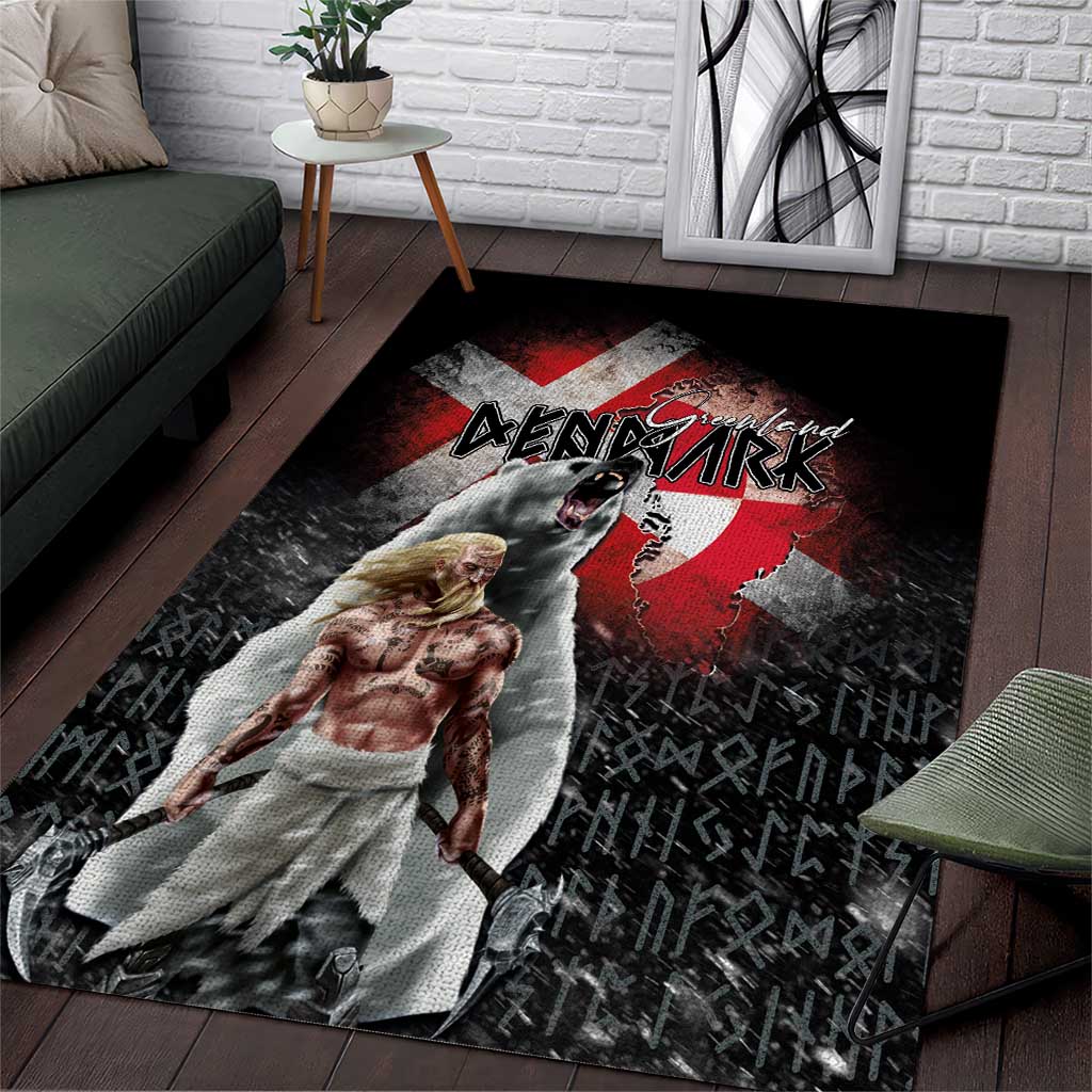 Greenlandic and Danish Together Area Rug Viking Warrior with Polar Bear Roar - Wonder Print Shop