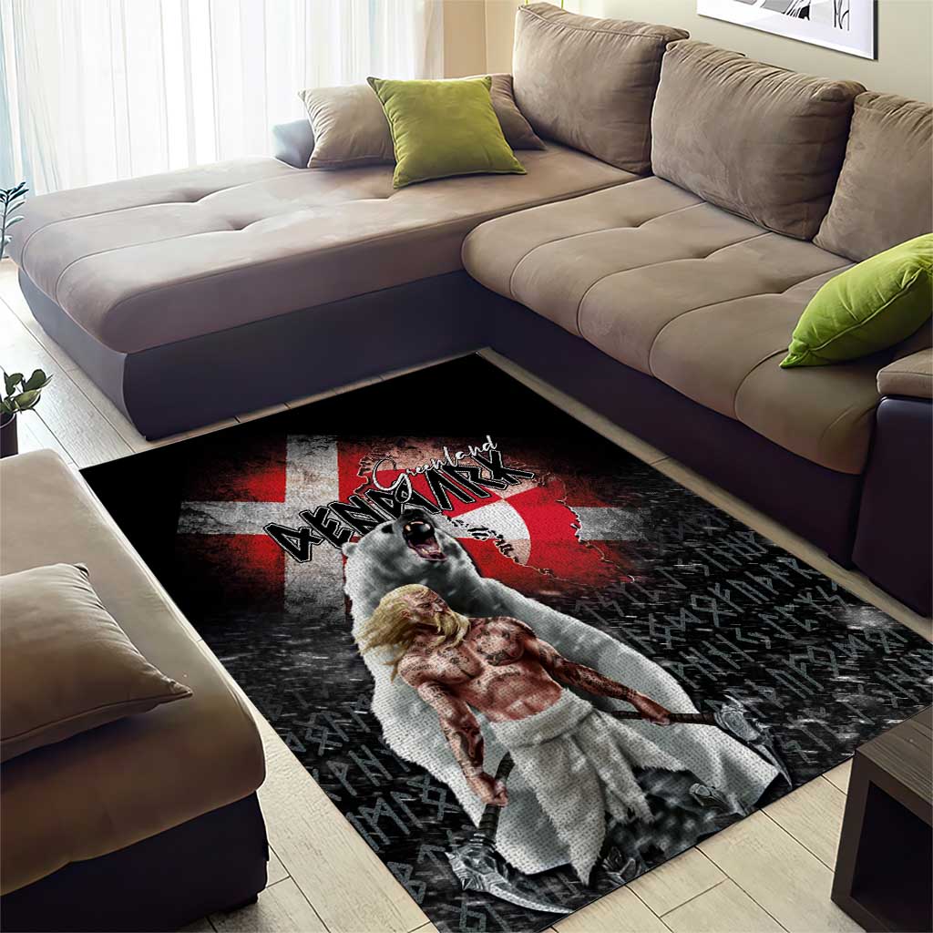Greenlandic and Danish Together Area Rug Viking Warrior with Polar Bear Roar - Wonder Print Shop