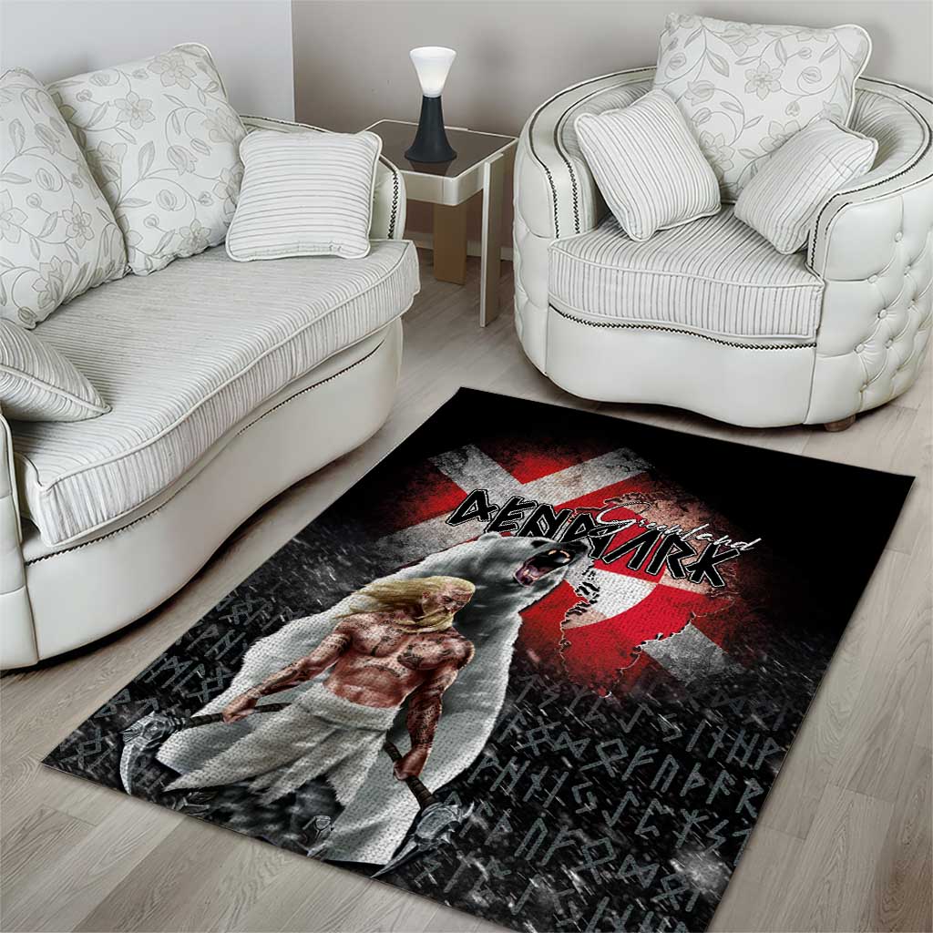 Greenlandic and Danish Together Area Rug Viking Warrior with Polar Bear Roar - Wonder Print Shop