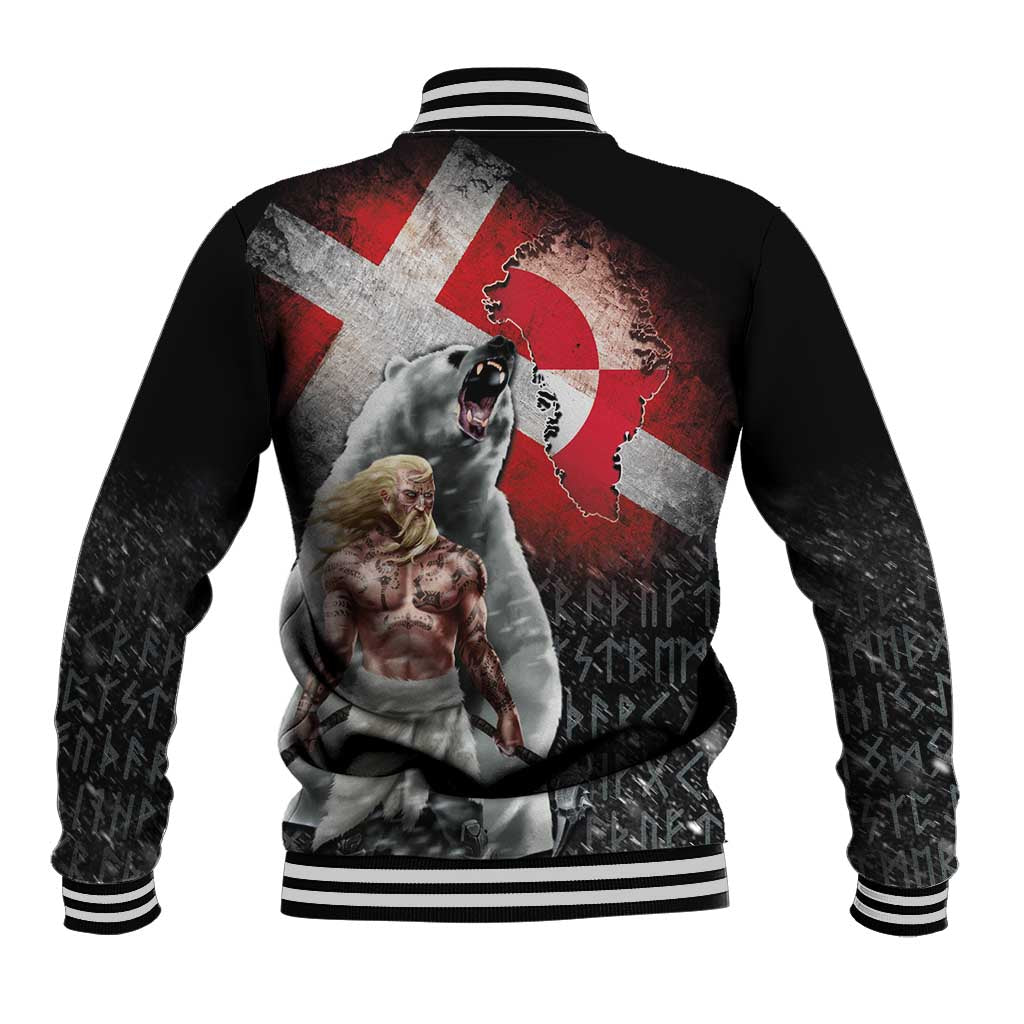 Greenlandic and Danish Together Baseball Jacket Viking Warrior with Polar Bear Roar - Wonder Print Shop