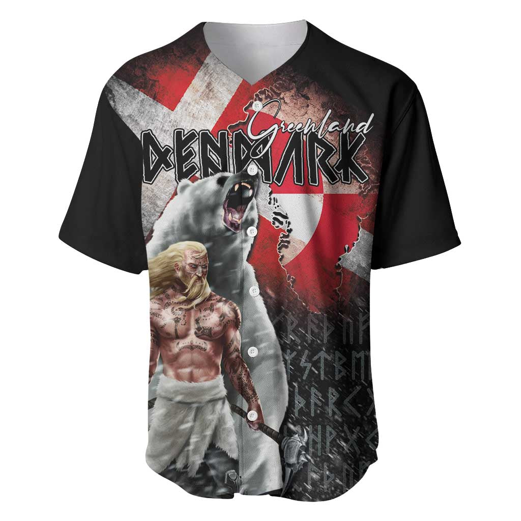 Greenlandic and Danish Together Baseball Jersey Viking Warrior with Polar Bear Roar - Wonder Print Shop