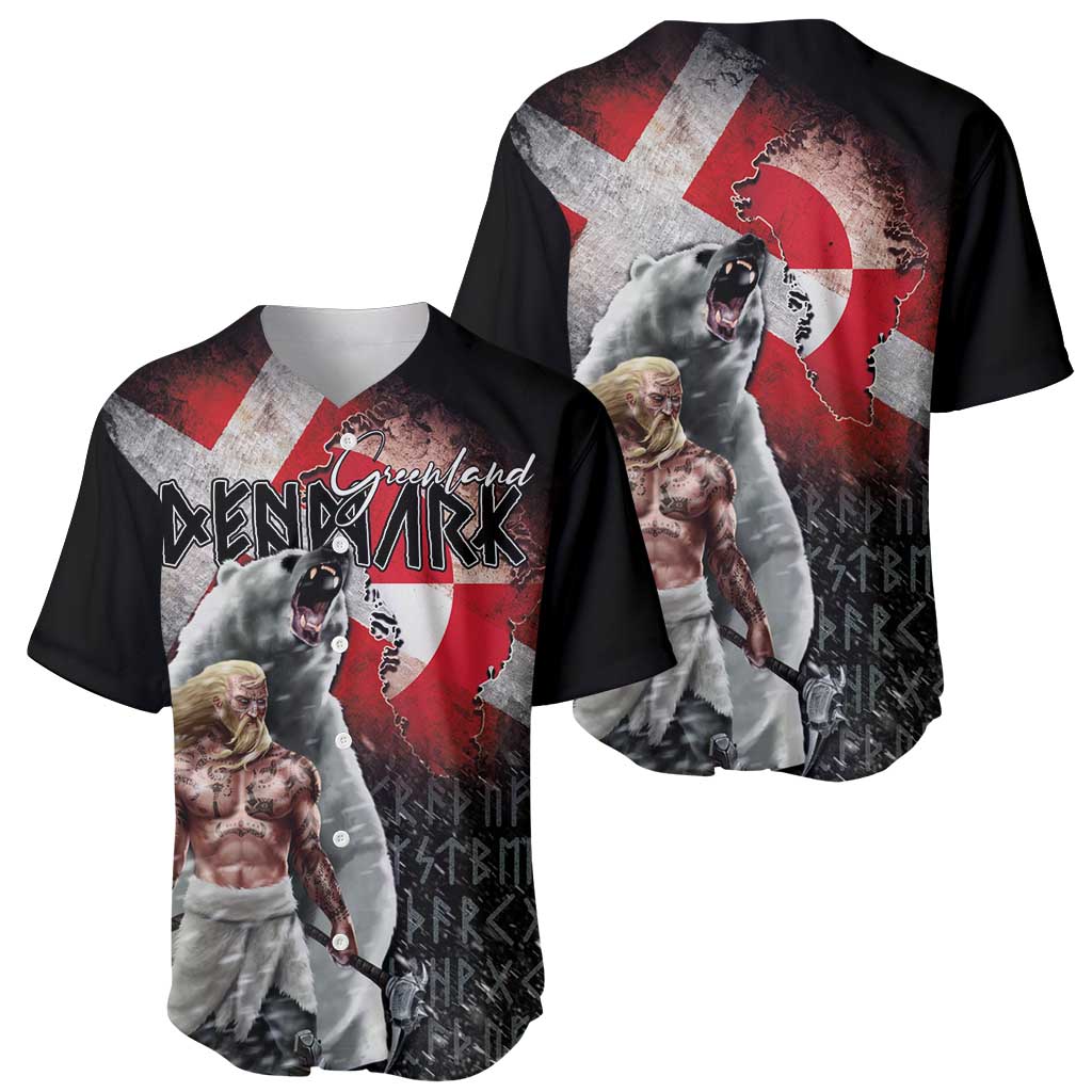 Greenlandic and Danish Together Baseball Jersey Viking Warrior with Polar Bear Roar - Wonder Print Shop
