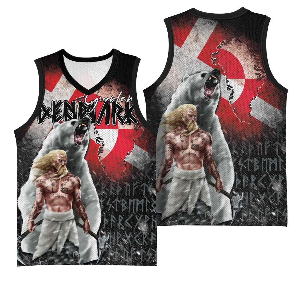 Greenlandic and Danish Together Basketball Jersey Viking Warrior with Polar Bear Roar - Wonder Print Shop
