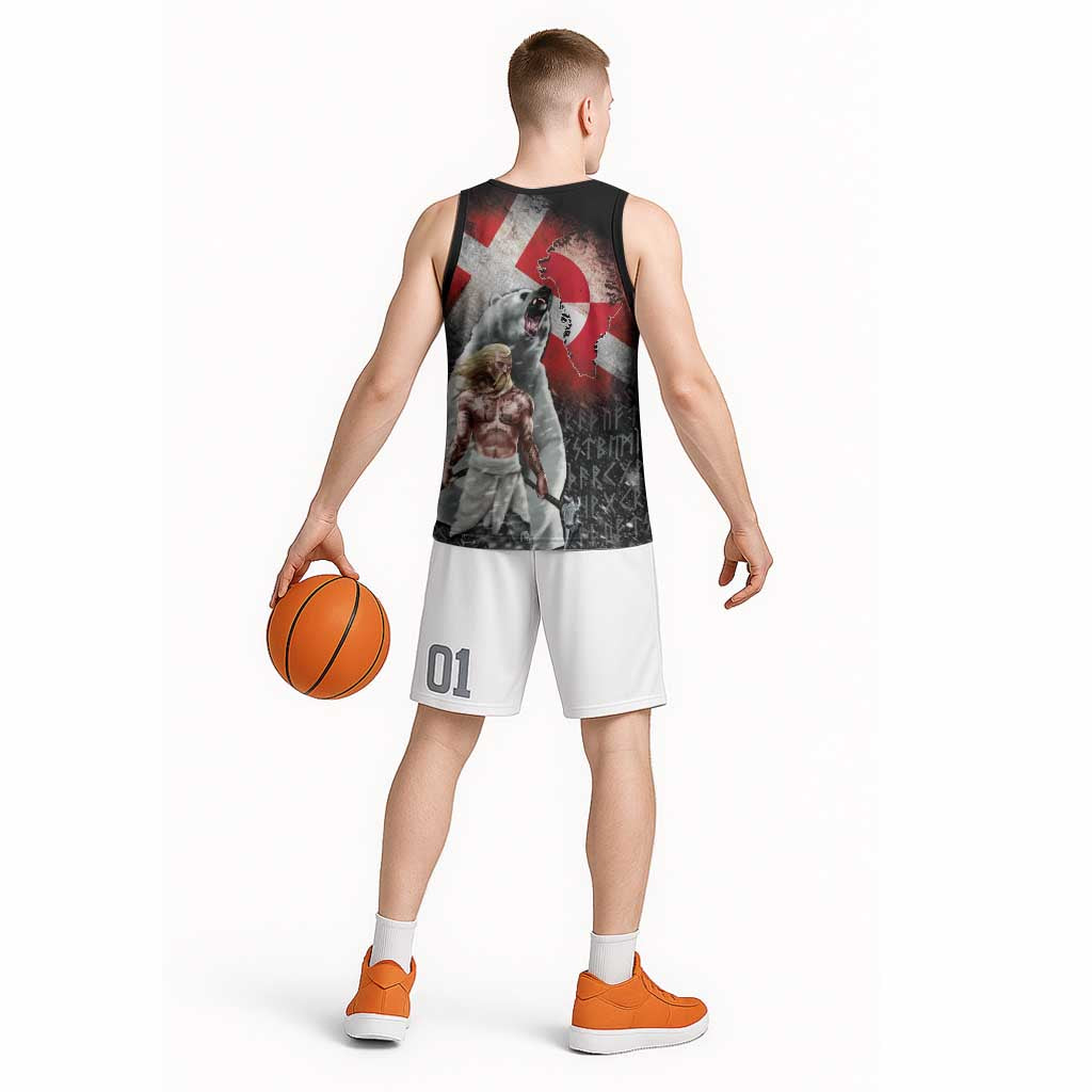 Greenlandic and Danish Together Basketball Jersey Viking Warrior with Polar Bear Roar - Wonder Print Shop