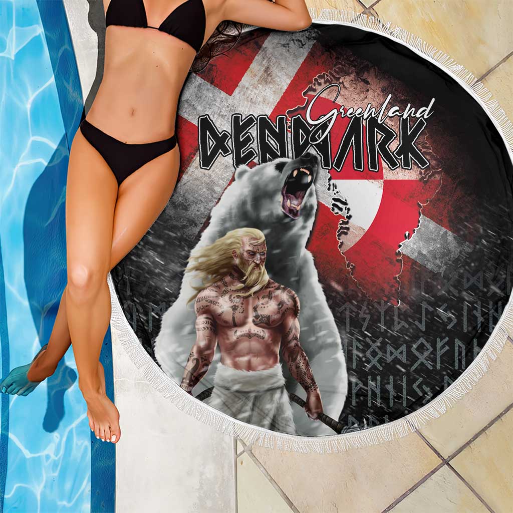 Greenlandic and Danish Together Beach Blanket Viking Warrior with Polar Bear Roar - Wonder Print Shop