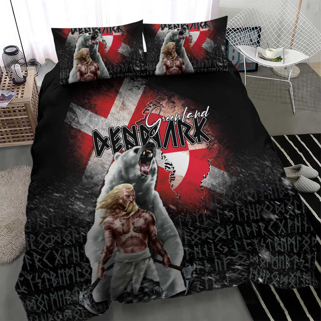 Greenlandic and Danish Together Bedding Set Viking Warrior with Polar Bear Roar - Wonder Print Shop